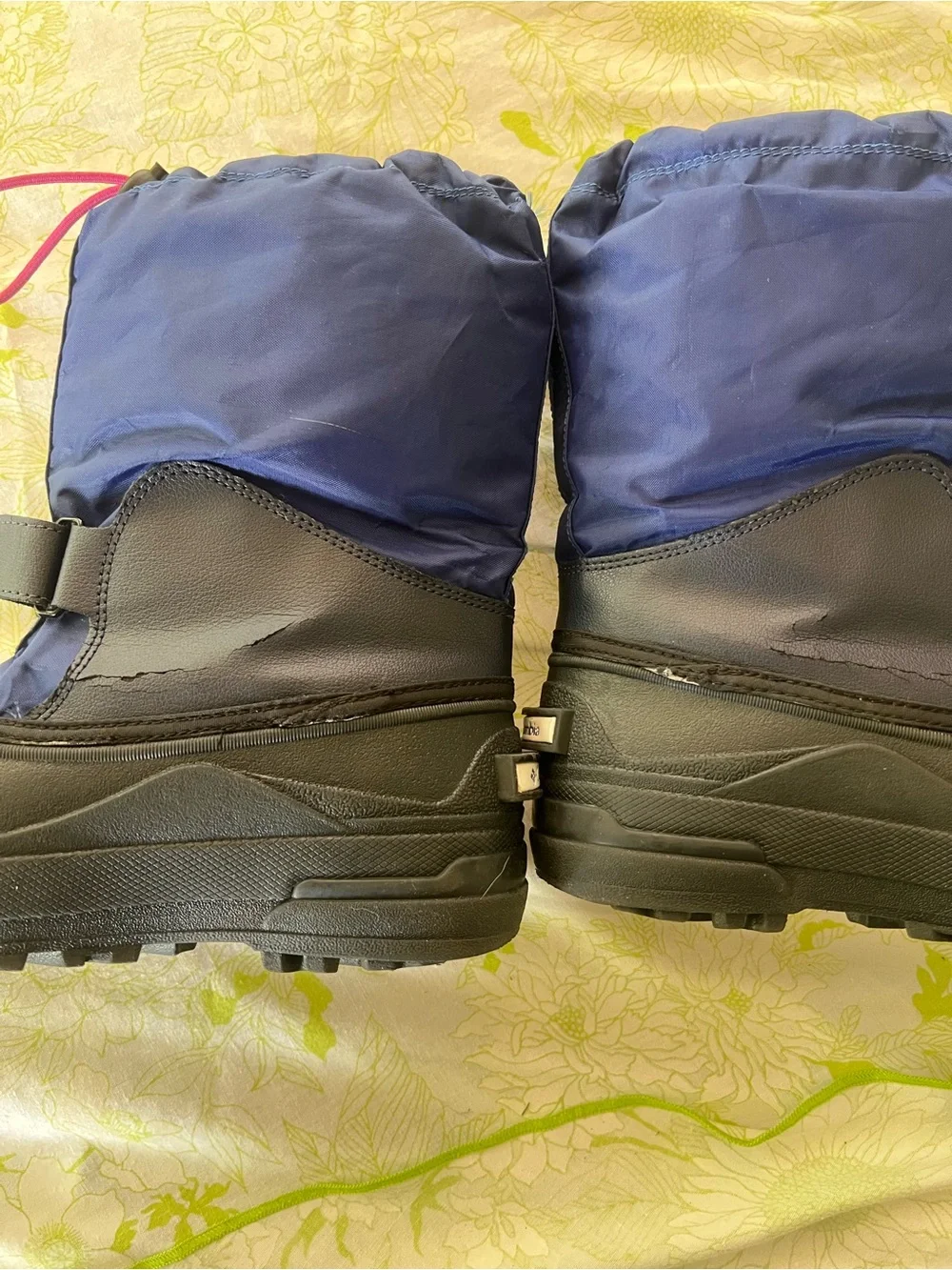 Columbia Powderbug Kids Navy Blue and Pink snow boots